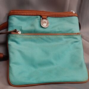 Michael Kors Teal and Brown Crossbody Bag